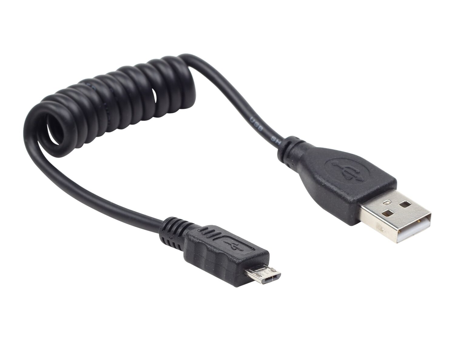 Cablexpert Coiled Micro-USB cable, 0.6 m, black | Cablexpert - Image 2