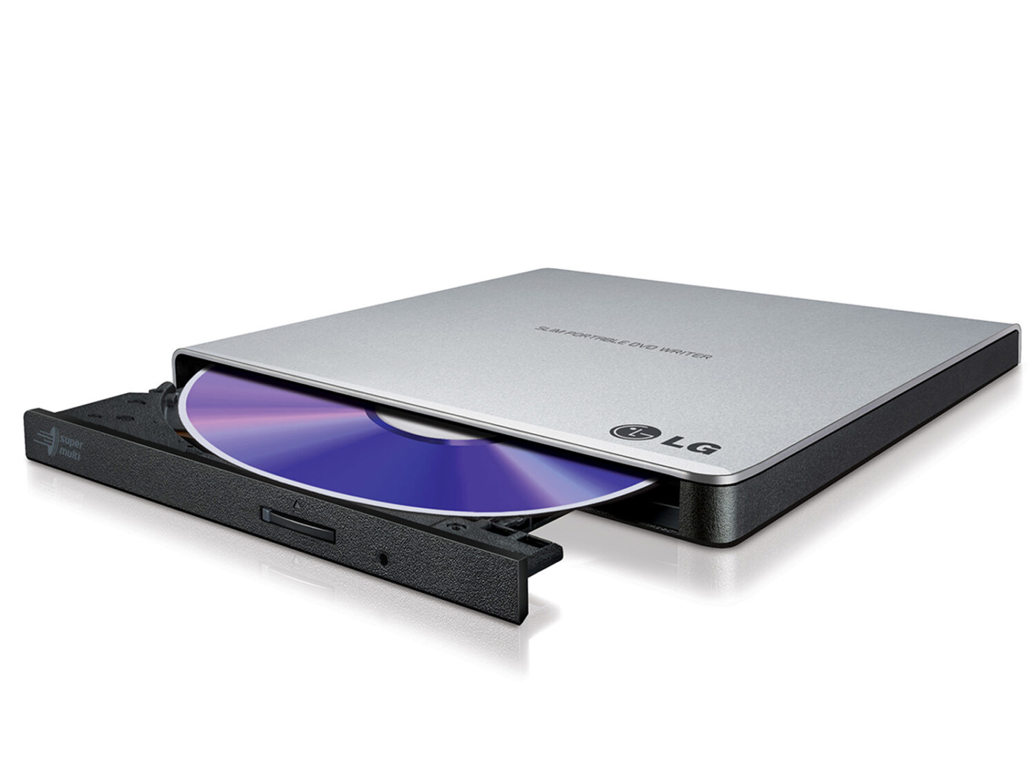 H.L Data Storage | Ultra Slim Portable DVD-Writer | GP57ES40 | Interface USB 2.0 | DVD±R/RW | CD read speed 24 x | CD write speed 24 x | Silver | Desktop/Notebook
