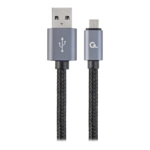 Cablexpert Cotton Braided Micro-USB Cable with Metal Connectors, 1.8 m, Black, Blister | Cablexpert