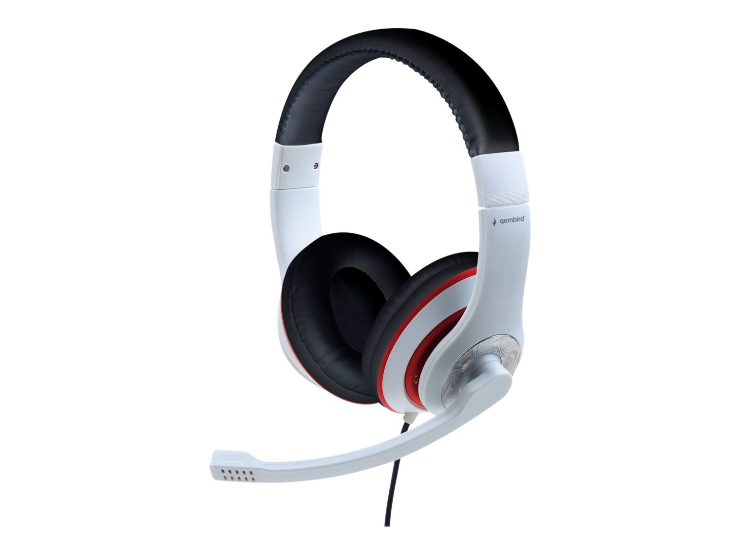 Gembird | Stereo Headset | MHS 03 WTRDBK | 3.5 mm | White and Black Color with Red Ring | Headset