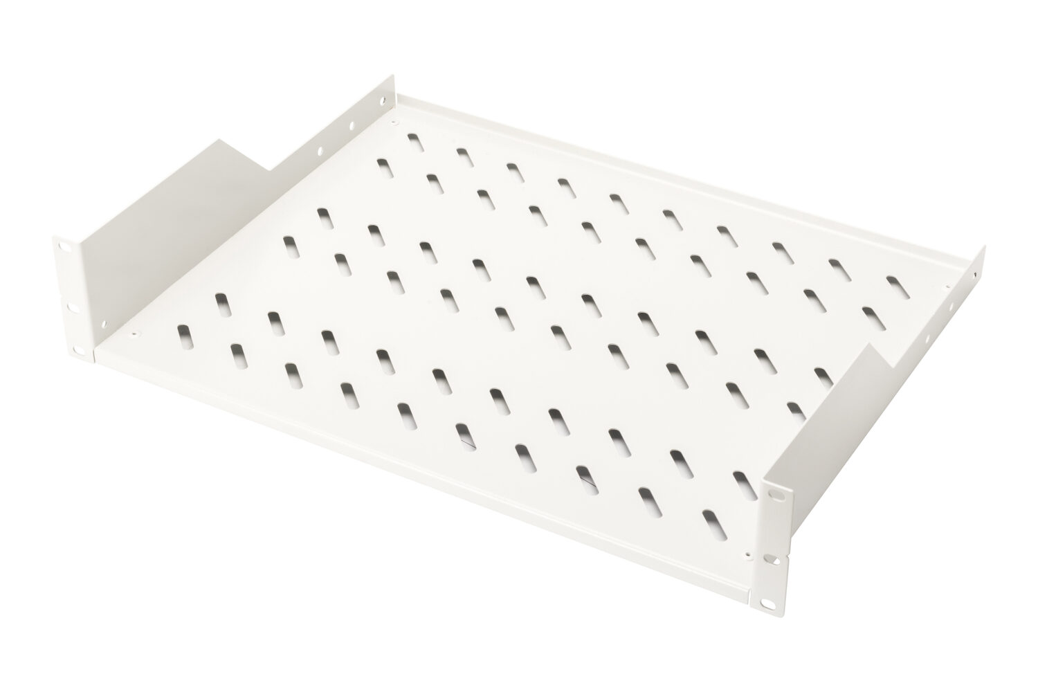 Digitus | Fixed Shelf for Racks | DN-97610 | White | Perfect for storage of components which are not 483 mm (19”) suitable; Slim design which takes space of 2 height units; Easy and quick to mount or dismount; Load capacity: 25 kg; Dimensions:  88 x 482 x 349 mm
