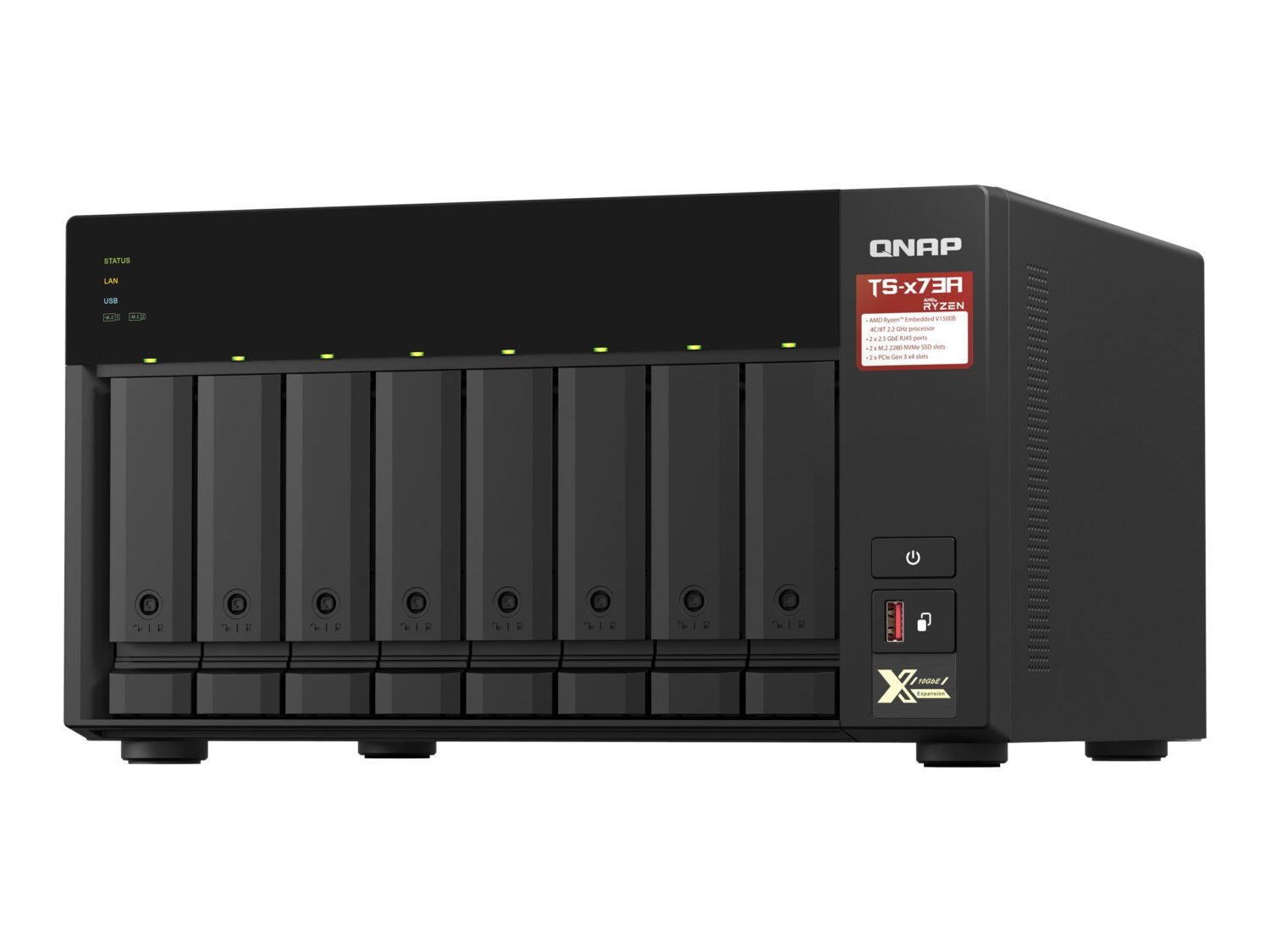 QNAP | 8-Bay QTS and QuTS hero NAS | TS-873A-8G | Up to 8 HDD/SSD Hot-Swap | AMD Ryzen | Ryzen V1500B Quad-Core | Processor frequency 2.2 GHz | 8 GB | DDR4