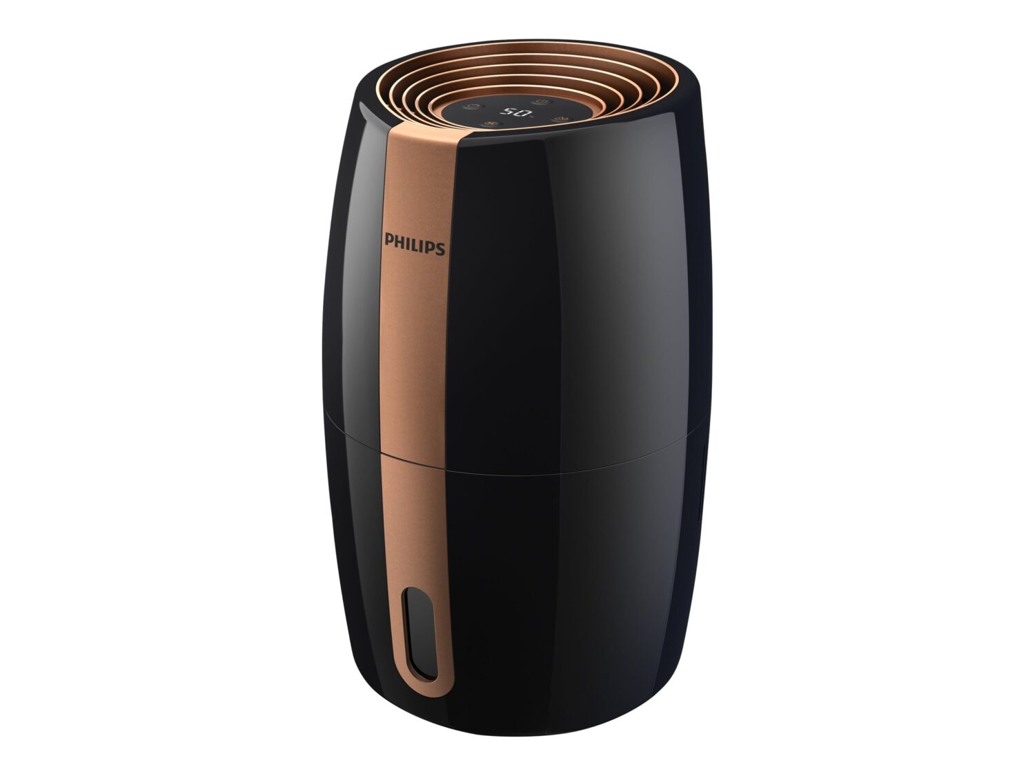 Philips | HU2718/10 | Humidifier | 17 W | Water tank capacity 2 L | Suitable for rooms up to 32 m² | NanoCloud technology | Humidification capacity 200 ml/hr | Black/Copper