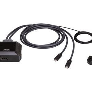 Aten | 2-Port USB-C 4K DisplayPort KVM Switch with Remote Port Selector | US3312 | Warranty 24 month(s)