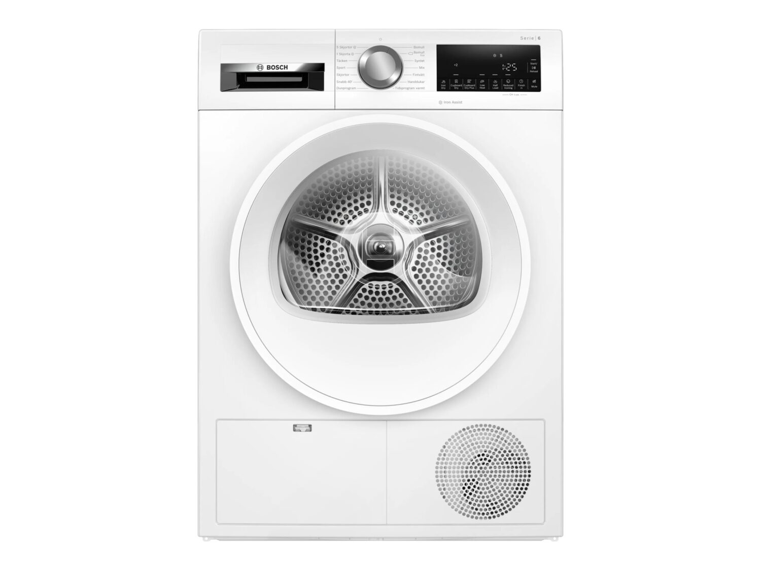 Bosch | Dryer Machine | WQG242AMSN Series 6 | Energy efficiency class E | Front loading | 9 kg | Sensitive dry | LED | Depth 61.3 cm | Steam function | White