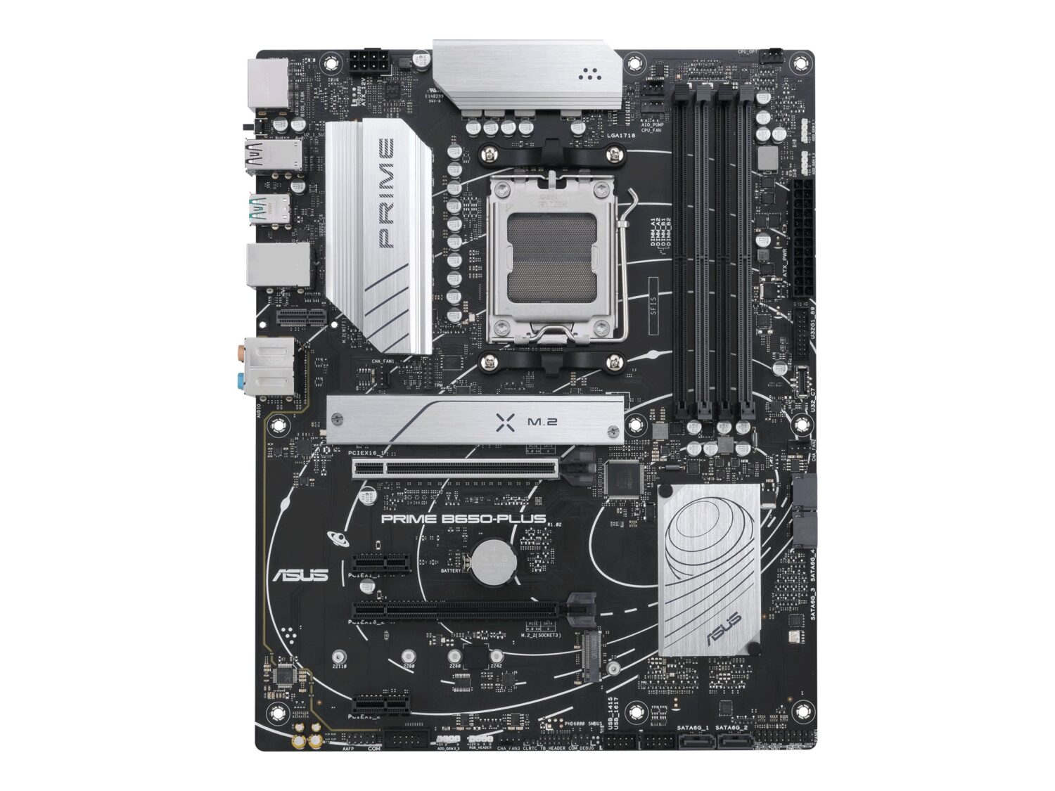 Asus | PRIME B650-PLUS | Processor family AMD | Processor socket AM5 | DDR5 DIMM | Memory slots 4 | Supported hard disk drive interfaces 	SATA, M.2 | Number of SATA connectors 4 | Chipset  AMD B650 | ATX