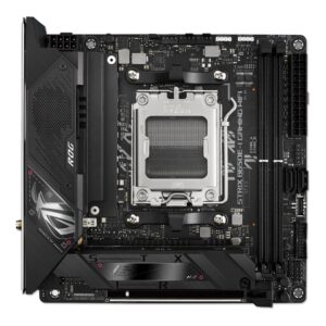 Asus | ROG STRIX B650E-I GAMING WIFI | Processor family AMD | Processor socket AM5 | DDR5 DIMM | Memory slots 2 | Supported hard disk drive interfaces 	SATA, M.2 | Number of SATA connectors 2 | Chipset  AMD B650 | Mini-ITX