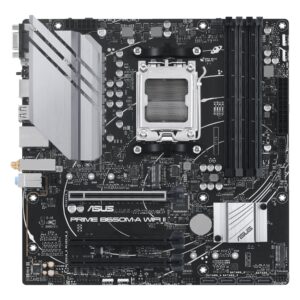 Asus | PRIME B650M-A WIFI II | Processor family AMD | Processor socket AM5 | DDR5 DIMM | Memory slots 4 | Supported hard disk drive interfaces 	SATA, M.2 | Number of SATA connectors 4 | Chipset  AMD B650 | mATX