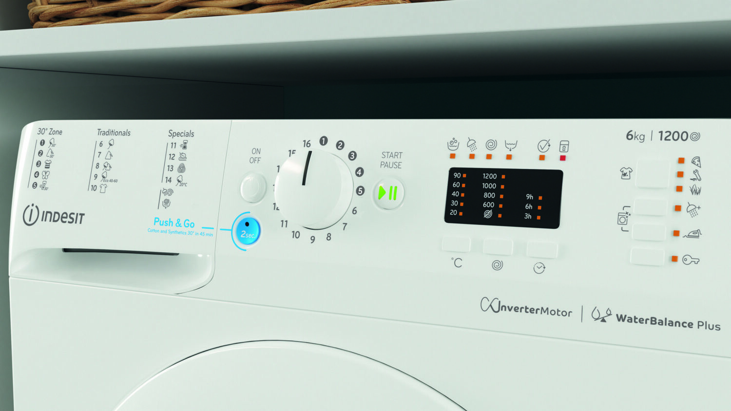 INDESIT | Washing machine | BWSA 61294 W EU N | Energy efficiency class C | Front loading | Washing capacity 6 kg | 1151 RPM | Depth 42.5 cm | Width 59.5 cm | Display | Big Digit | White