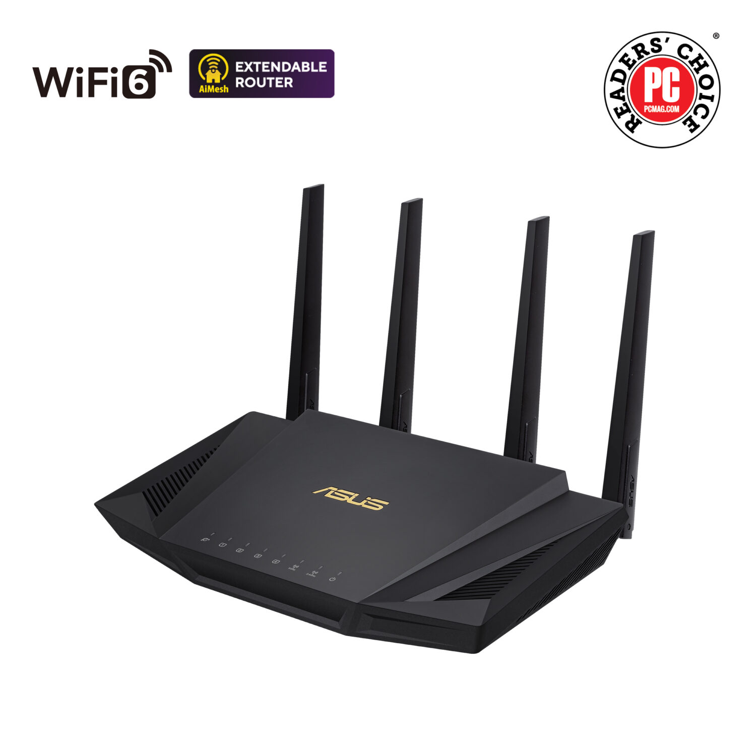 Wireless Wifi 6 Dual Band Gigabit Router | RT-AX58U | 802.11ax | 2402+574 Mbit/s | 10/100/1000 Mbit/s | Ethernet LAN (RJ-45) ports 4 | Mesh Support Yes | MU-MiMO Yes | No mobile broadband | Antenna type External