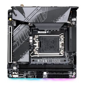 Gigabyte | B760I AORUS PRO 1.0 | Processor family Intel | Processor socket  LGA1700 | DDR5 DIMM | Memory slots 2 | Supported hard disk drive interfaces 	SATA, M.2 | Number of SATA connectors 2 | Chipset Intel B760 Express | Mini-ITX