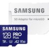 Samsung | MicroSD Card with SD Adapter | PRO Plus | 128 GB | microSDXC Memory Card | Flash memory class U3, V30, A2 | SD adapter