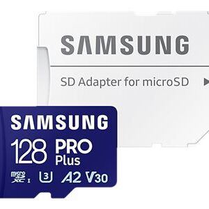 Samsung | MicroSD Card with SD Adapter | PRO Plus | 128 GB | microSDXC Memory Card | Flash memory class U3, V30, A2 | SD adapter