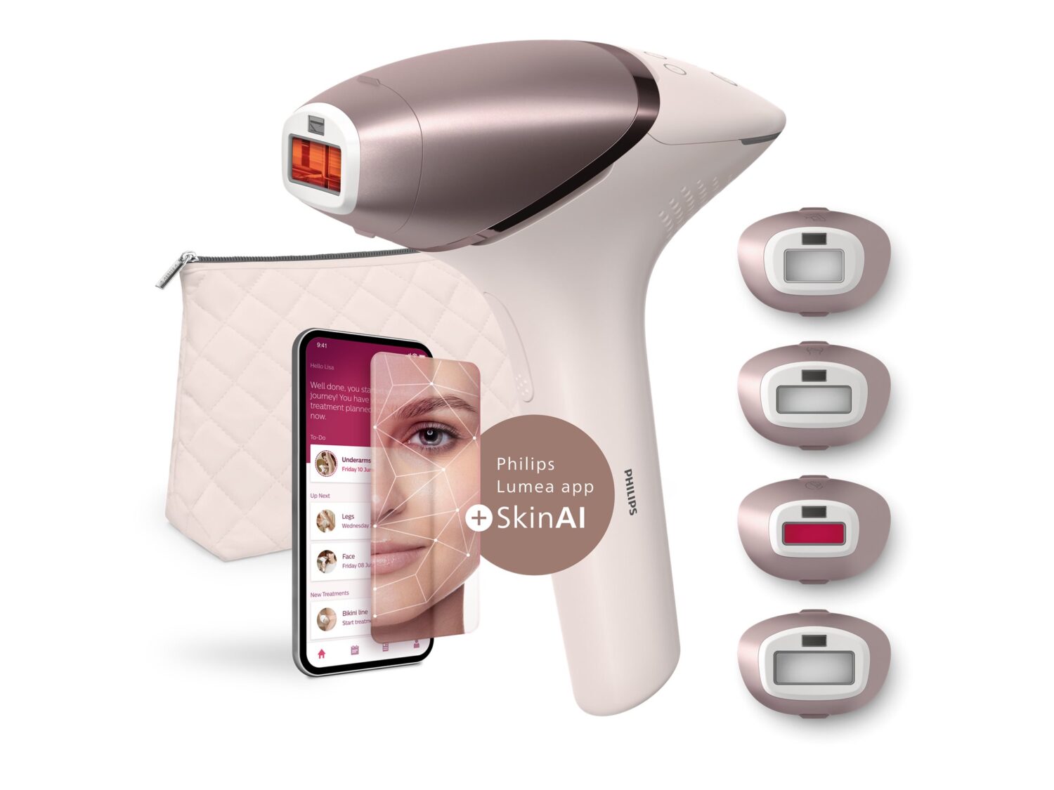 Philips IPL Hair Removal Device with SenseIQ | BRI977/00 Lumea 9900 Series | Bulb lifetime (flashes) 450.000 | Number of power levels 5 | Rose