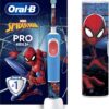 Oral-B | Electric Toothbrush with Travel Case | Vitality PRO Kids Spiderman | Rechargeable | For children | Number of brush heads included 1 | Number of teeth brushing modes 2 | Blue