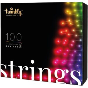 Twinkly|Strings Smart LED Lights 100 RGB (Multicolor), 8m, Black wire|RGB – 16M+ colors
