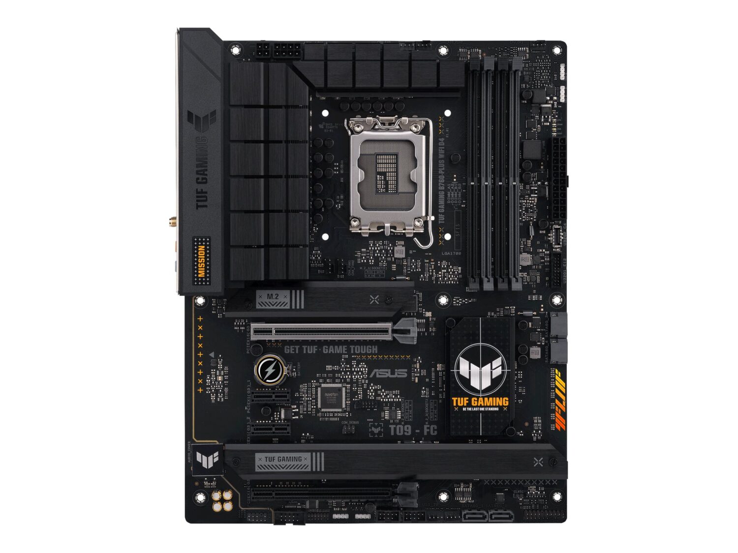 Asus | TUF GAMING B760-PLUS WIFI | Processor family Intel | Processor socket LGA1700 | DDR4 | Supported hard disk drive interfaces SATA, M.2 | Number of SATA connectors 4