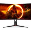 AOC | Gaming Monitor | CU34G2XP/BK | 34 " | VA | 21:9 | 180 Hz | 1 ms | 3440 x 1440 pixels | HDMI ports quantity 2 | Black