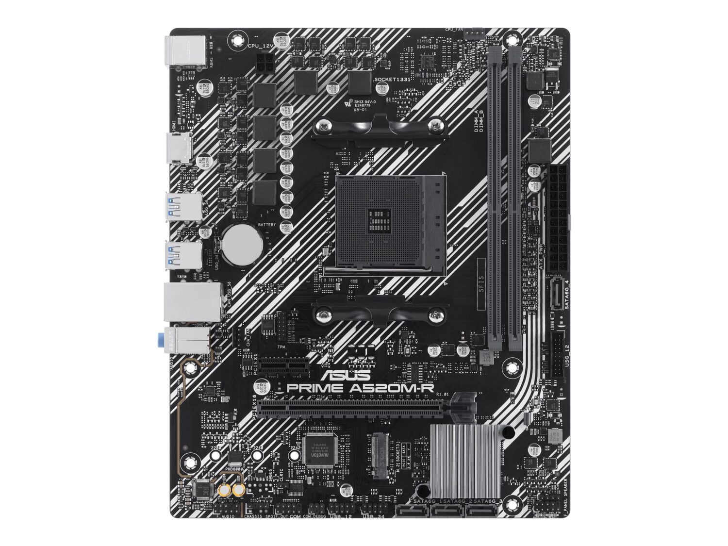 ASUS PRIME A520M-R | Asus | Processor family AMD A520 | Processor socket 1 x Socket AM4 | 2 DIMM slots - DDR4, ECC, unbuffered | Supported hard disk drive interfaces SATA-600 (RAID), 1 x M.2 | Number of SATA connectors 4