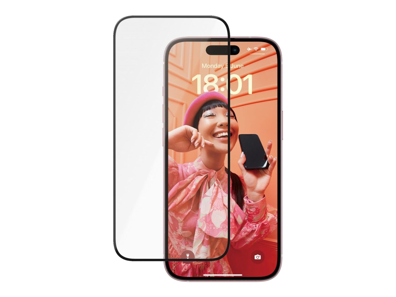 PanzerGlass | Screen protector | Apple | iPhone 15 | Ceramic, Tempered glass, Polyethylene terephthalate (PET) | Black/Transparent | Ultra-Wide Fit w. EasyAligner
