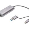 Digitus USB Type-C Gigabit Ethernet Adapter 2.5G, USB-C + USB A (USB3.1/3.0) | DN-3028 | USB3.0/USB C 3.1 to 2.5G Ethernet Adapter