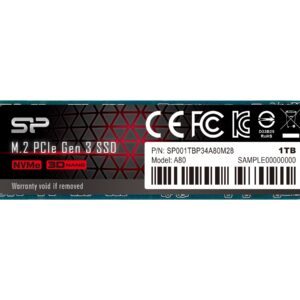 Silicon Power SSD | P34A80 | 1000 GB | Solid-state drive interface PCIe Gen3x4 | Read speed 3400 MB/s | Write speed 3000 MB/s