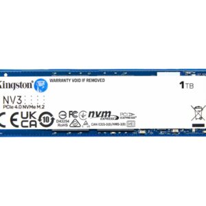 Kingston SSD | NV3 | 1000 GB | SSD form factor M.2 2280 | Solid-state drive interface PCIe NVMe Gen 4.0 (x4) | Read speed 6000 MB/s | Write speed 4000 MB/s