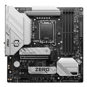MSI B760M PROJECT ZERO | Processor family Intel | Processor socket LGA1700 | DDR5 | Supported hard disk drive interfaces SATA, M.2 | Number of SATA connectors 4