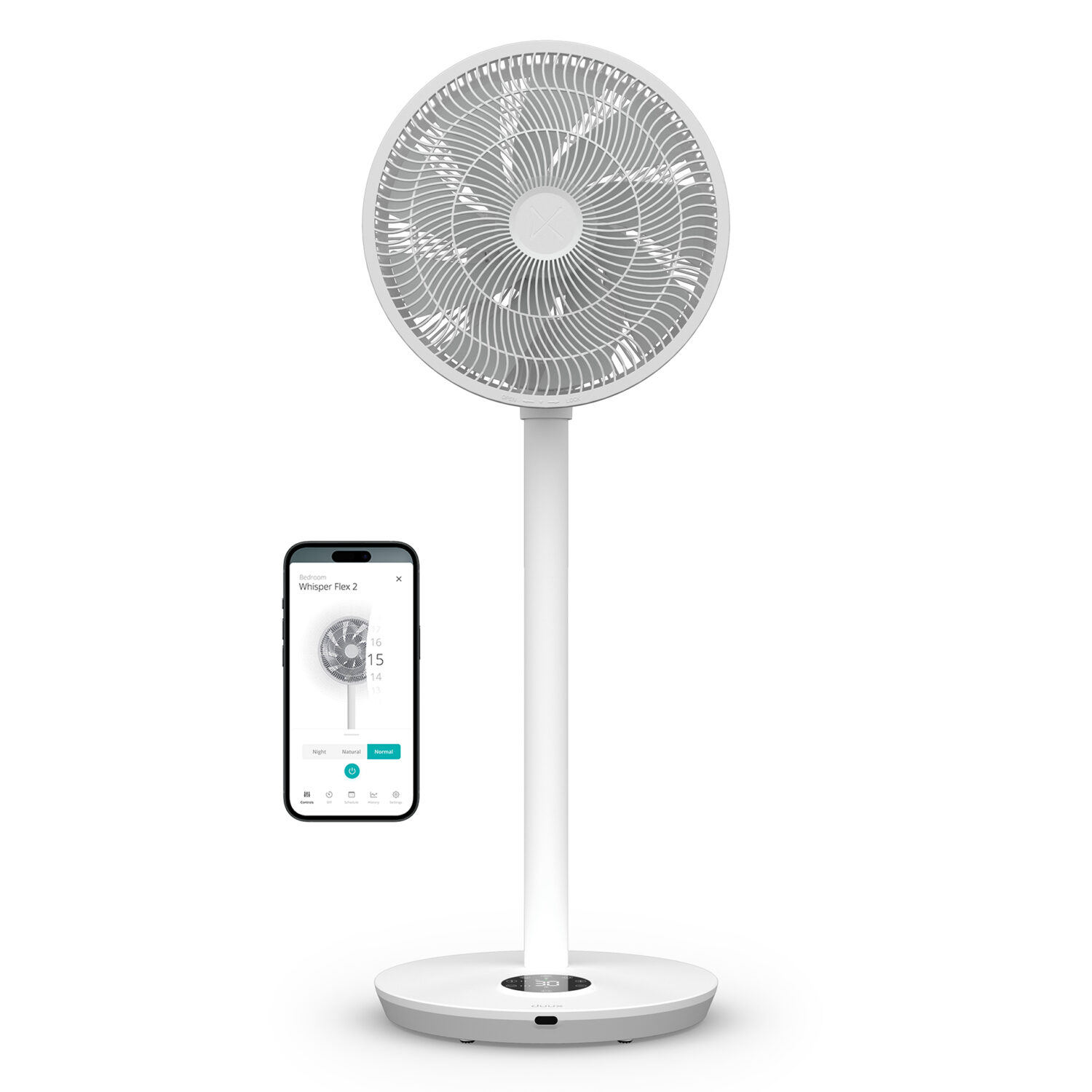 Duux Fan | Whisper Flex 2 | Stand Fan | White | Diameter 34 cm | Number of speeds 30 | Oscillation | 2-21.5 W | Remote control