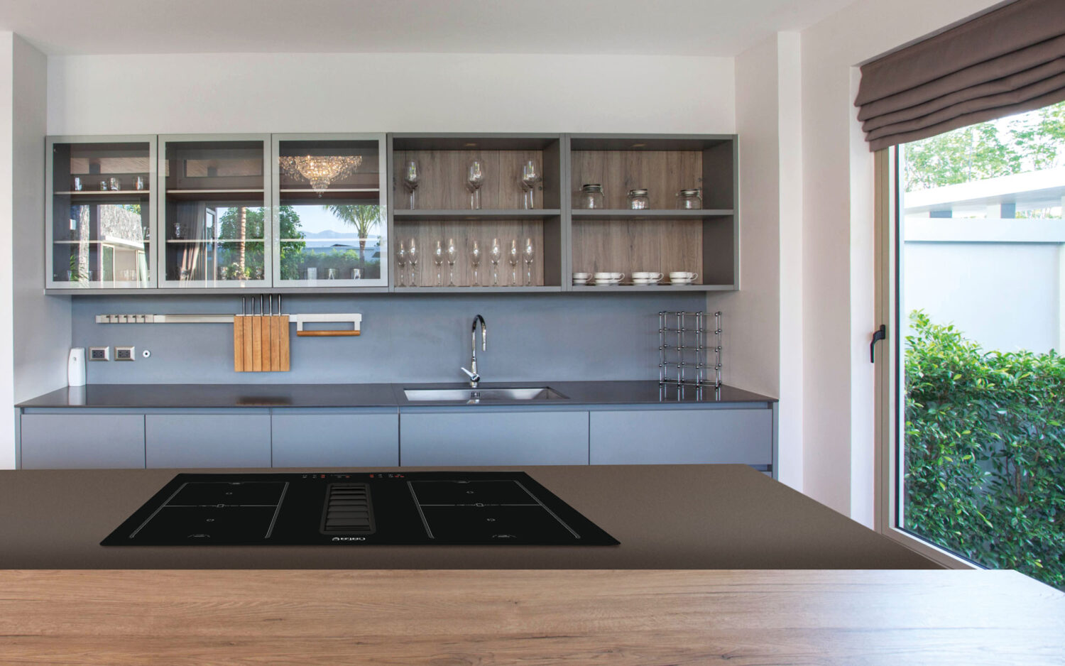 CATA | Hob with Hood | IAS 7024 | Induction | 77 cm | Number of burners/cooking zones 4 | Black | Slider - Image 3