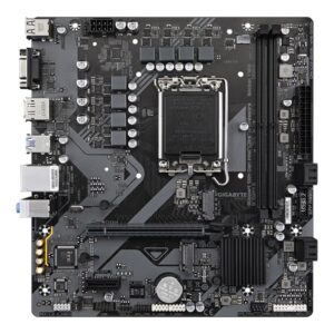 Gigabyte B760M E | Processor family Intel | Processor socket LGA1700 | DDR5 | Supported hard disk drive interfaces M.2, SATA | Number of SATA connectors 4