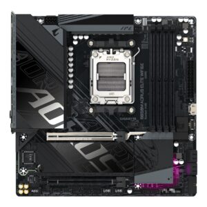 Gigabyte B850M A ELT WF6E | Processor family AMD | Processor socket AM5 | DDR5 | Supported hard disk drive interfaces SATA, M.2 | Number of SATA connectors 4