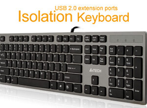A4Tech keyboard KV-300H, USB (Grey), US layout, Isolation key, 2x USB ports | A4Tech | Keyboard | US | USB 2.0