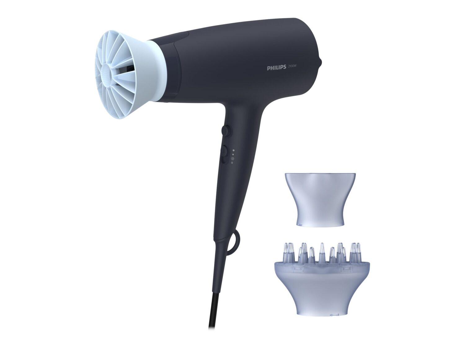 Philips | Hair Dryer | BHD360/20 | 2100 W | Number of temperature settings 6 | Ionic function | Diffuser nozzle | Black/Blue
