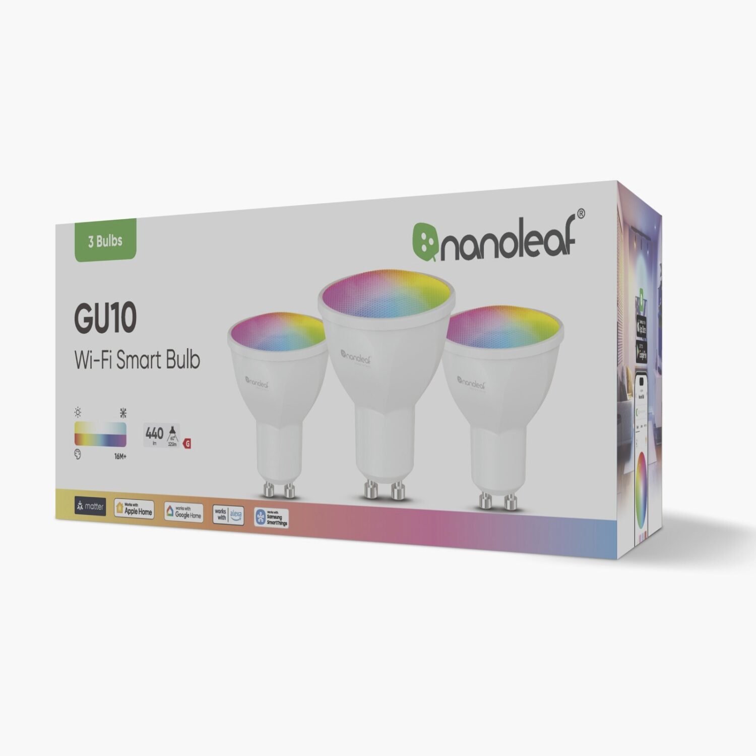 Nanoleaf Essentials Matter Wi-Fi Smart Bulb, 3pcs | GU10 | RGBCW - Image 4