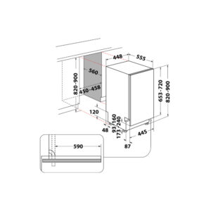 Whirlpool Dishwasher | WH6IC11BS7LA0 | Built-in | Width 44.8 cm | Number of place settings 11 | Number of programs 9 | Energy efficiency class C | Display | Black