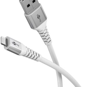 Goobay Lightning USB-A Supersoft Textile Cable with Metal Plugs, 2 m, white | Goobay