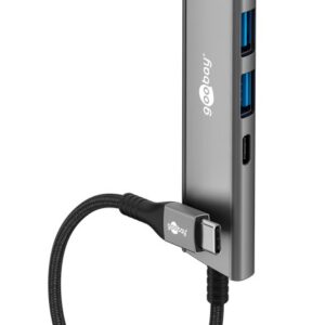 Goobay 76562 Slim 4-Port USB-Hub, USB-C auf USB-C™/USB-A, 5 Gbit/s, Grey