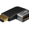 Goobay 72010 HDMI™ Angled Adapter 90° Horizontal, 8K @ 60 Hz, Gold-Plated, Black, Silver | Goobay
