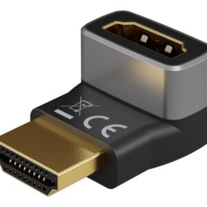 Goobay 72009 HDMI™ Angled Adapter 90° Horizontal, 8K @ 60 Hz, Gold-Plated, Black, Silver | Goobay