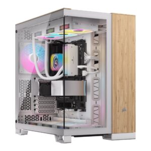Corsair Dual Chamber PC Case | 6500X | White/Bamboo wood | Mid Tower | Power supply included No