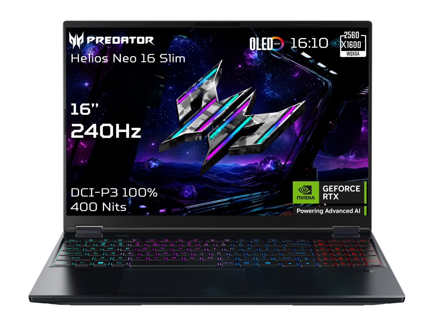 Acer | Predator Helios Neo 16S AI PHN16S-71-7556 | Abyssal Black | 16 " | OLED | WQXGA | 2560 x 1600 pixels | Intel Core U7 | 255HX | 16 GB | DDR5 | Solid-state drive capacity 1000 GB | NVIDIA GeForce RTX 5060 | GDDR7 | 8 GB | Windows 11 Home | 802.11ax | Bluetooth version 5.3 | Keyboard language US international | Keyboard backlit | Warranty 24 month(s)