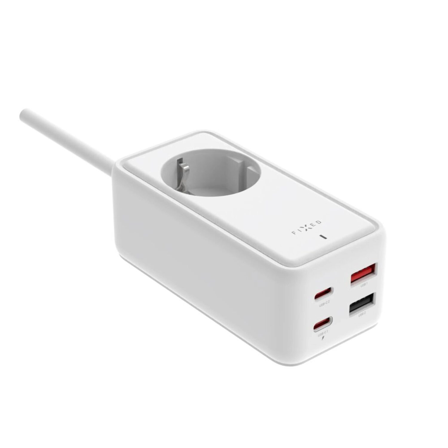 Fixed harging Strip power extension adapter with 2x USB-C and 2x USB, GaN III, 1.5m, PD 65W | FIXCS65-1.5-WH
