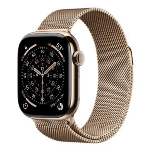 Apple Watch Series 11 GPS + Cellular 42mm Gold Titanium Case with Gold Milanese Loop