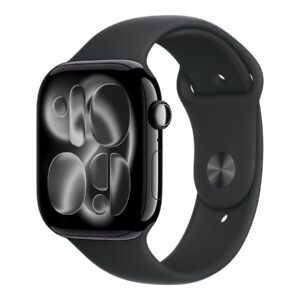 Apple Watch Series 11 GPS + Cellular 46mm Jet Black Aluminium Case with Black Sport Band - M/L | Smart watch | LTPO OLED Always-On Retina | Waterproof | Jet Black