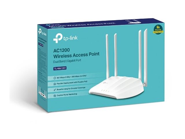 TP-LINK | Access Point | TL-WA1201 | 802.11ac | 2.4GHz/5 GHz | 300+867 Mbit/s | 10/100/1000 Mbit/s | Ethernet LAN (RJ-45) ports 1 | MU-MiMO Yes | no PoE | Antenna type 4 Fixed High Performance | No - Image 8