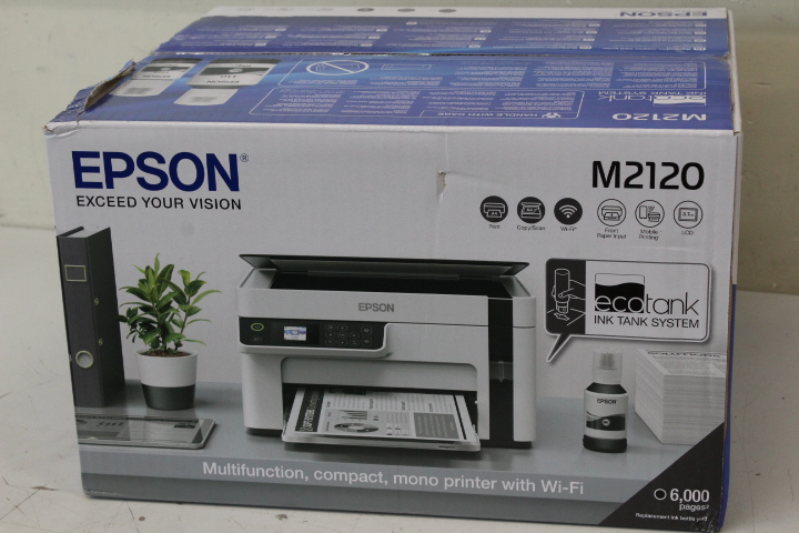SALE OUT. Epson EcoTank M2120 Multifunction compact mono printer with Wi-Fi | Epson Multifunction compact printer | EcoTank M2120 | Inkjet | Mono | A4 | Wi-Fi | White | DAMAGED PACKAGING - Image 4