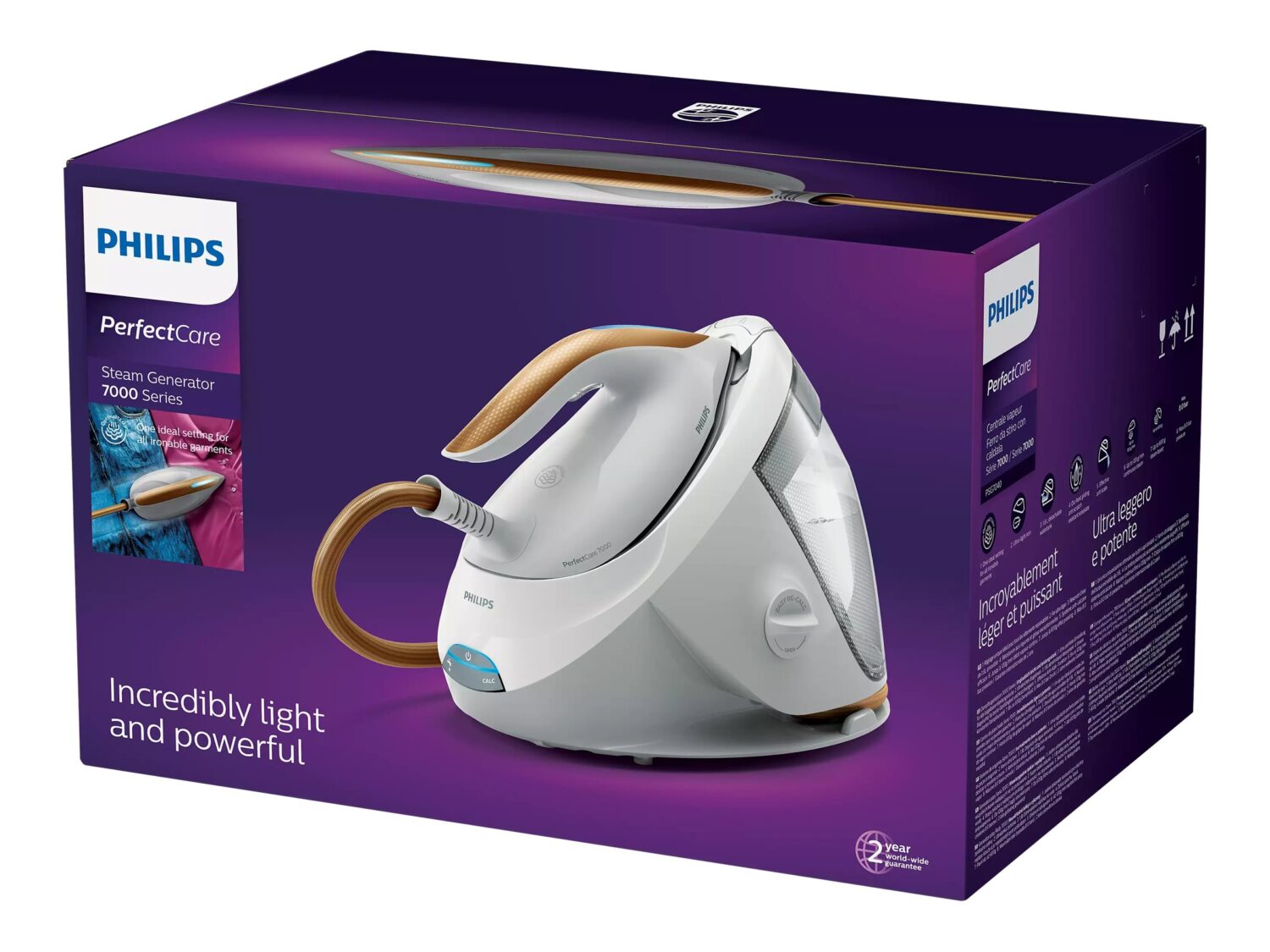 Philips | Iron | PerfectCare 7000 Series PSG7040/10 | 2100 W | 8 bar | Auto power off | Water tank capacity 1800 ml | Calc-clean function | White/Bronze - Image 5