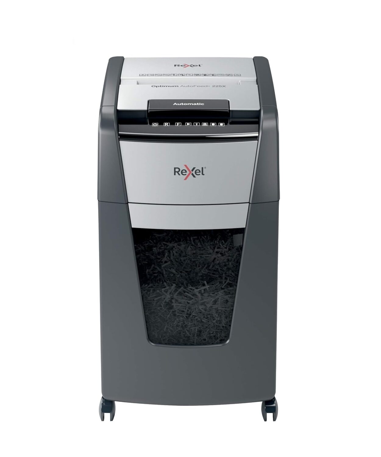 Rexel Optimum AutoFeed+ 225X Automatic Cross Cut Paper Shredder P4 | Black | 60 L | Paper shredding | Credit cards shredding | 55 dB | Automatic Cross Cut