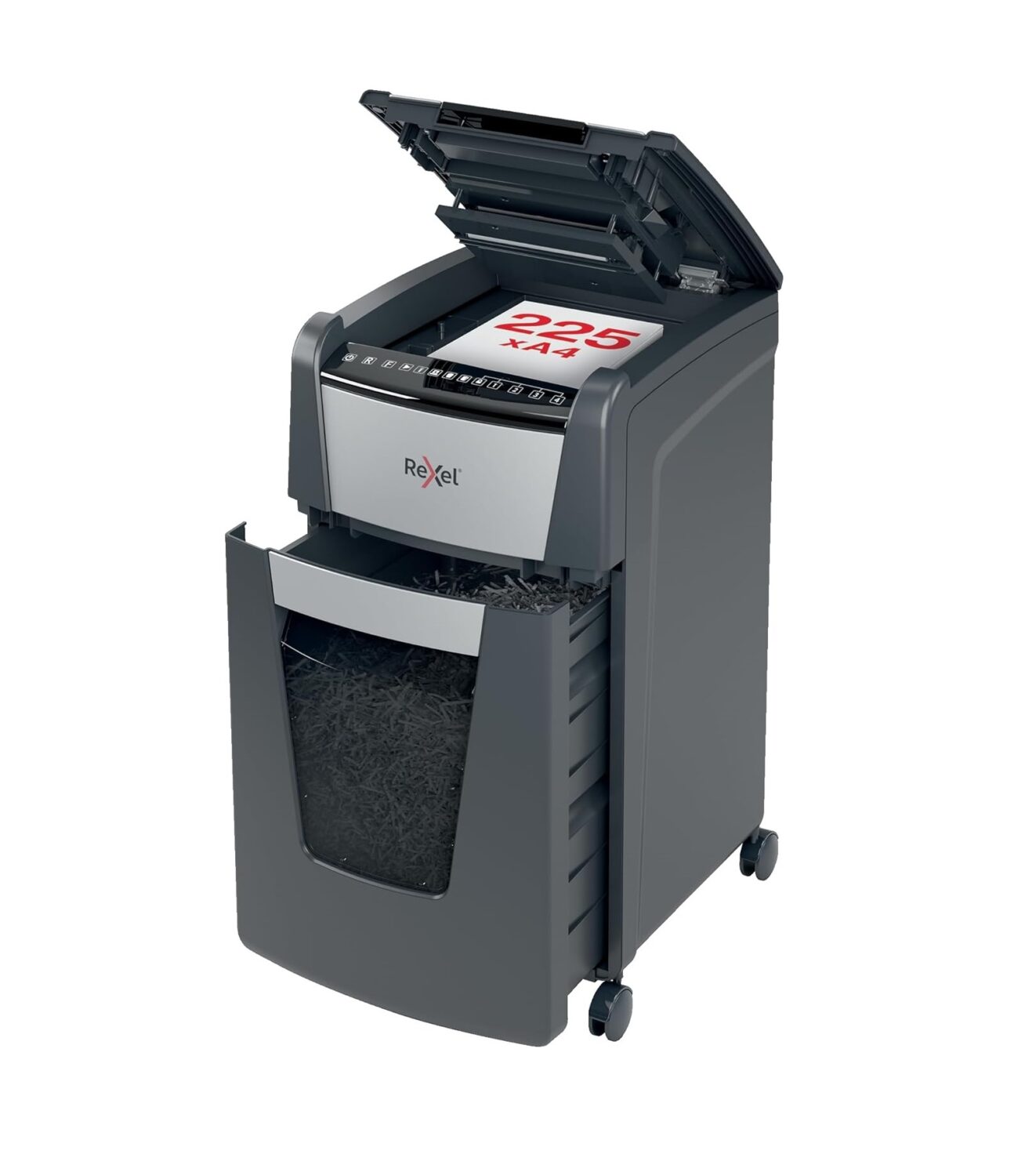 Rexel Optimum AutoFeed+ 225X Automatic Cross Cut Paper Shredder P4 | Black | 60 L | Paper shredding | Credit cards shredding | 55 dB | Automatic Cross Cut - Image 2